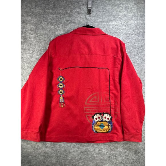 Chicos Womens Shirt Size 16 Chicos size 3 Red Embroidered Polyester Oriental - Picture 8 of 8